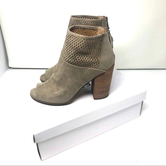 Report taupe perforated open toe wedge booties size 8 western women's shoes - Picture 3 of 8